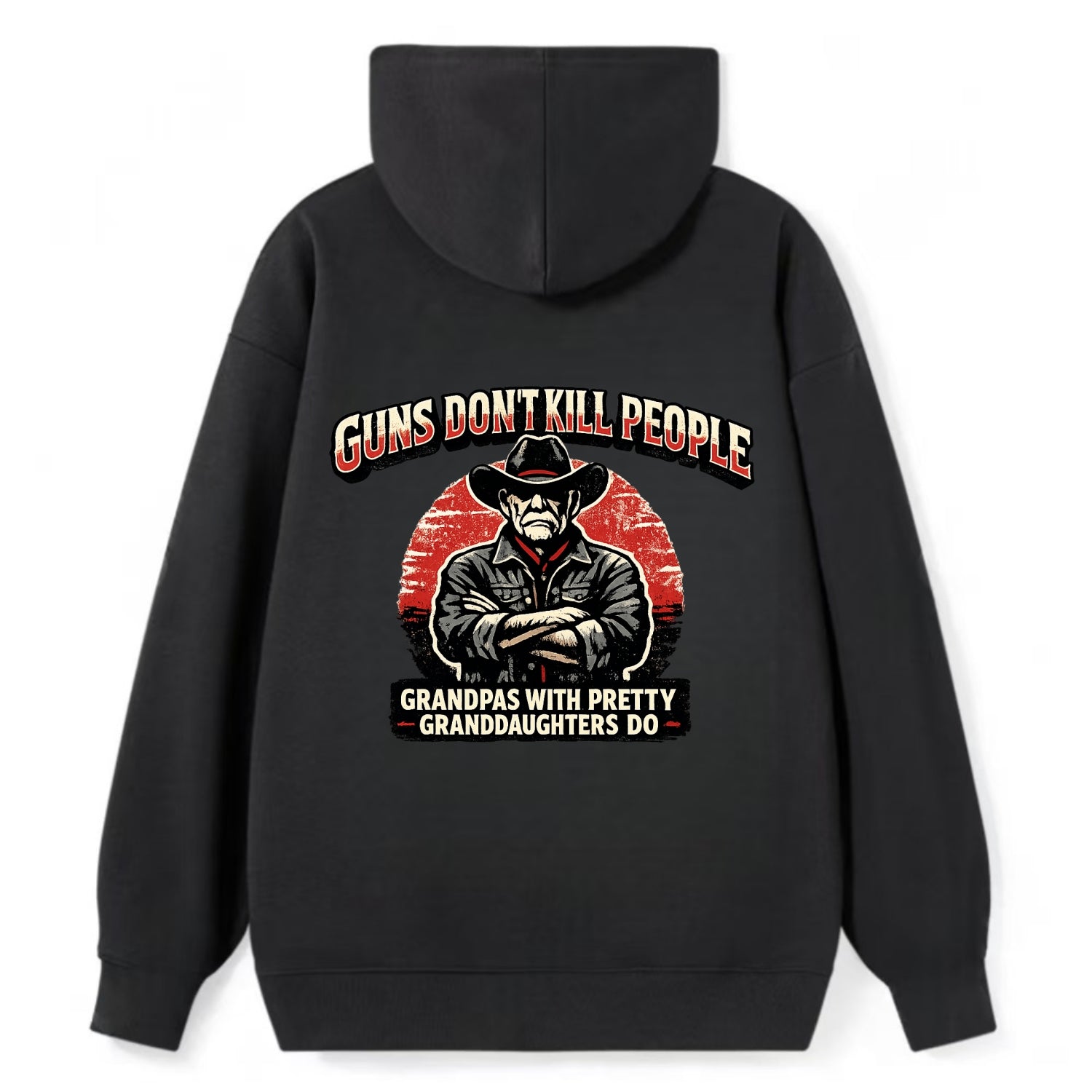 Grandpas Pretty Granddaughters - Cowboy - Classic Pullover Hoodie - Black
