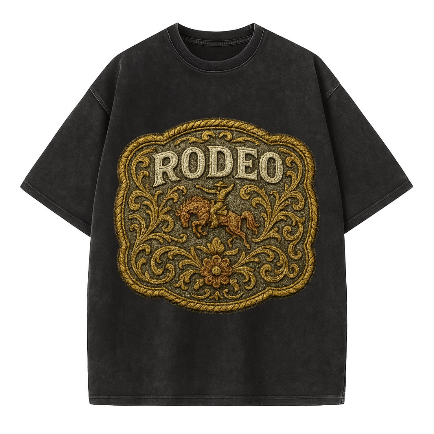 Rodeo Buckle  - Vintage T-shirt - Black