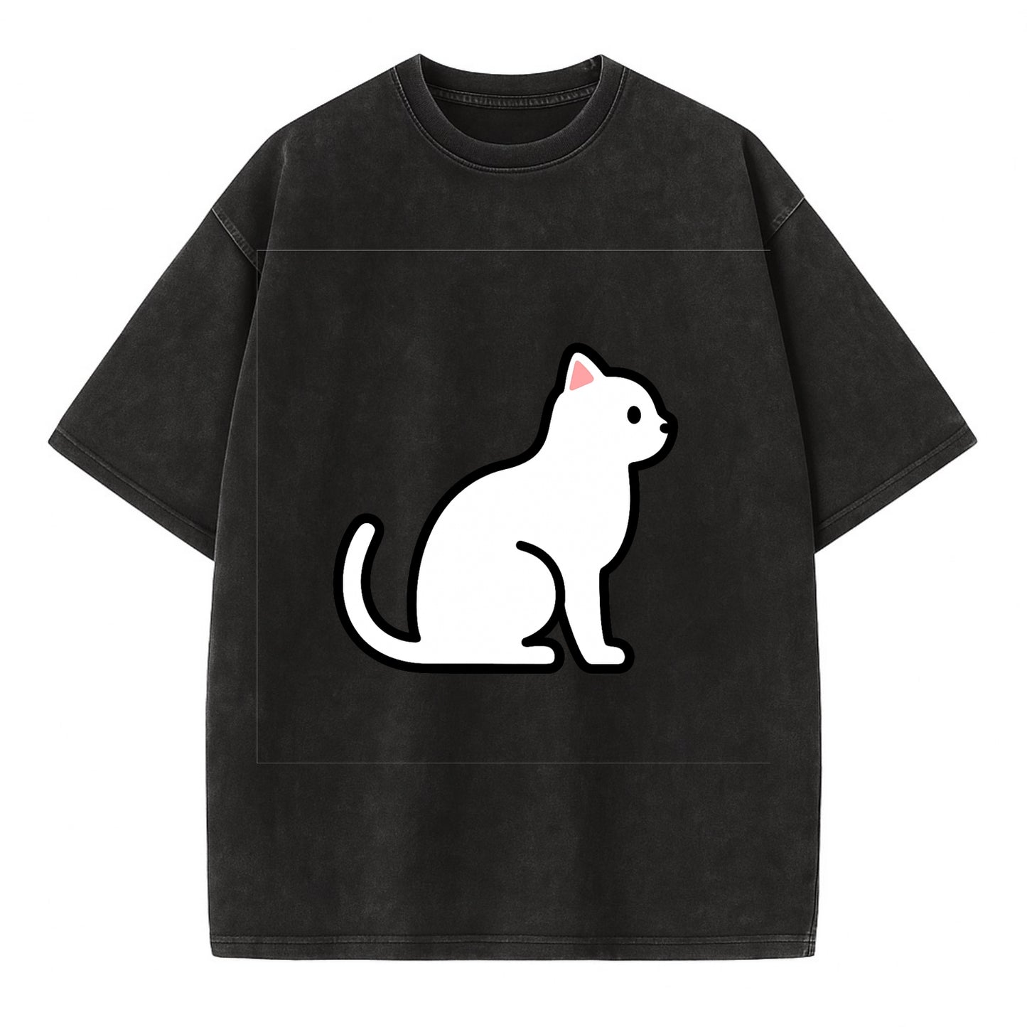 Domestic Shorthair - White classic flat side profile - Vintage T-shirt - Black