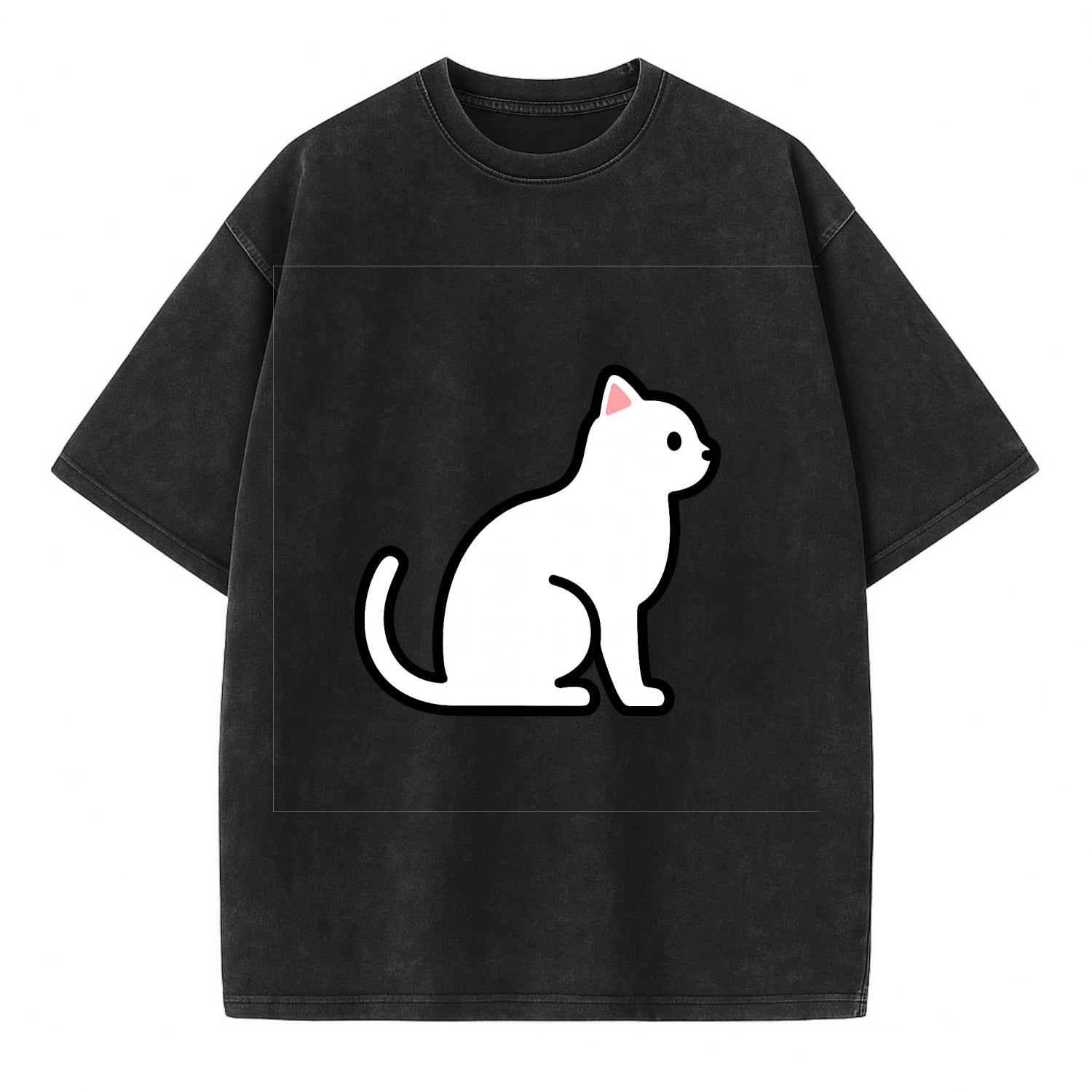 Domestic Shorthair - White classic flat side profile - Vintage T-shirt - Black
