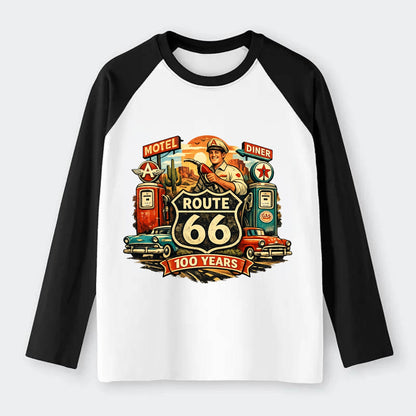 FILL ER UP | Vintage gas pumps | Flying A or Texaco style | Service - Raglan Long Sleeve T-Shirt - Black