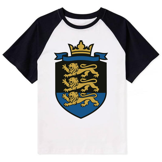 Estonia Royal Logo  - Contrast Raglan T-shirt - Black
