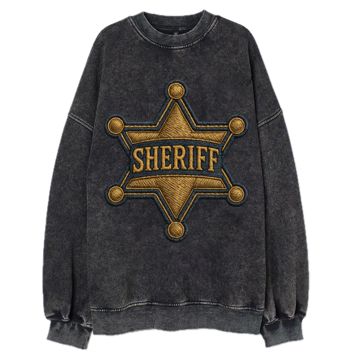 Sheriff Badge  - Vintage Sweatshirt - Black