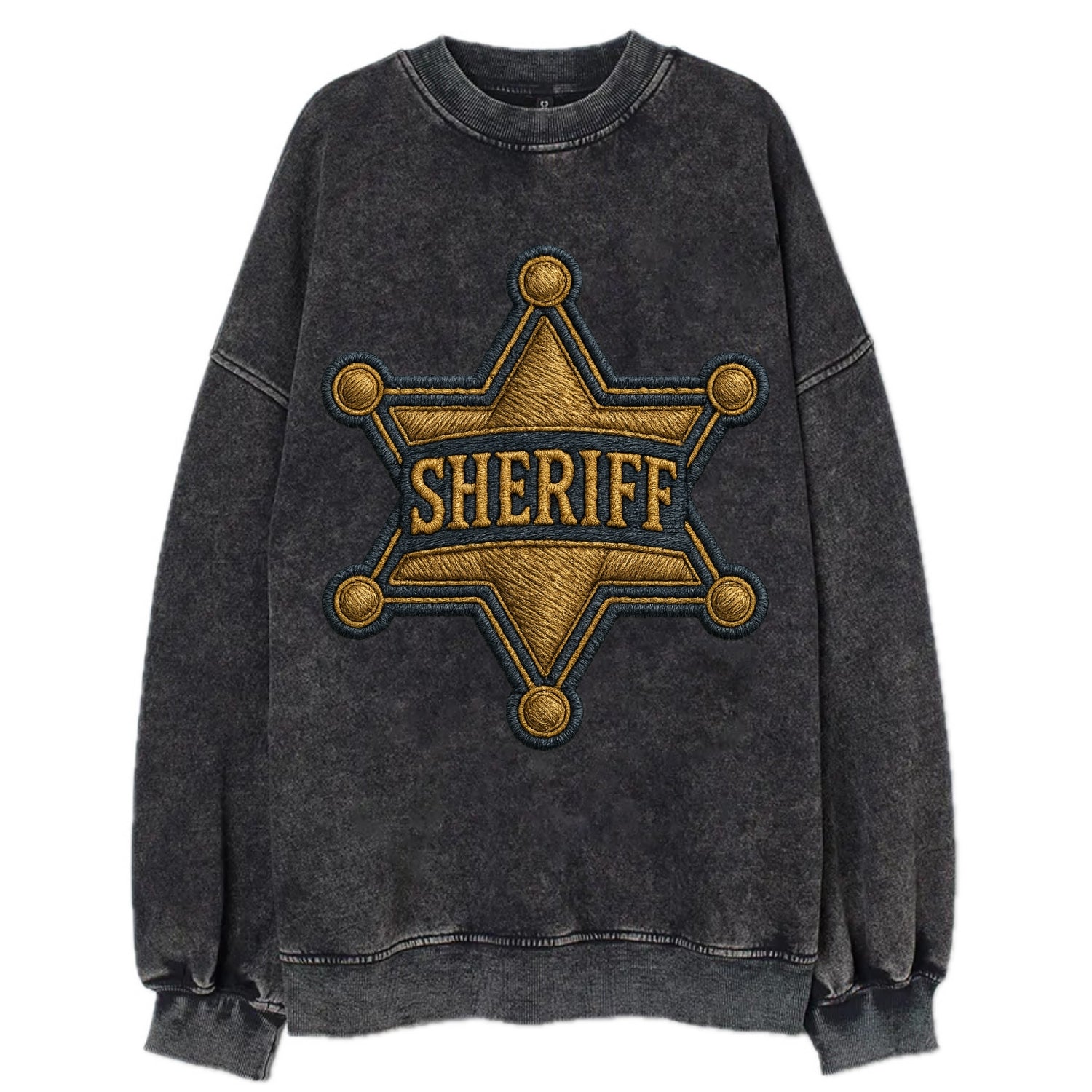 Sheriff Badge  - Vintage Sweatshirt - Black