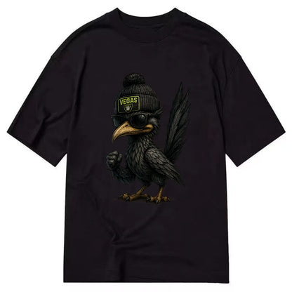 Vegas Roadrunner wearing Raiders beanie with neon patch and wayfarer sunglasses - Classic T-shirt - Black