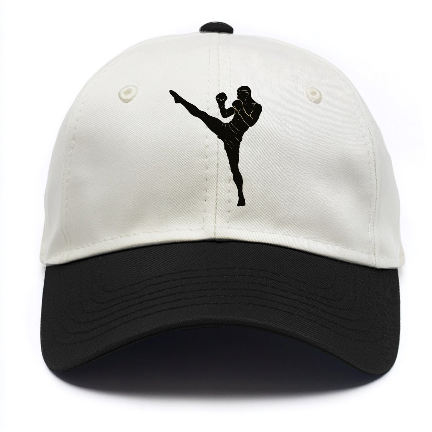 Kickboxer delivering roundhouse kick - Two Tone Cap - Black