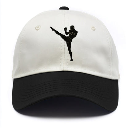 Kickboxer delivering roundhouse kick - Two Tone Cap - Black