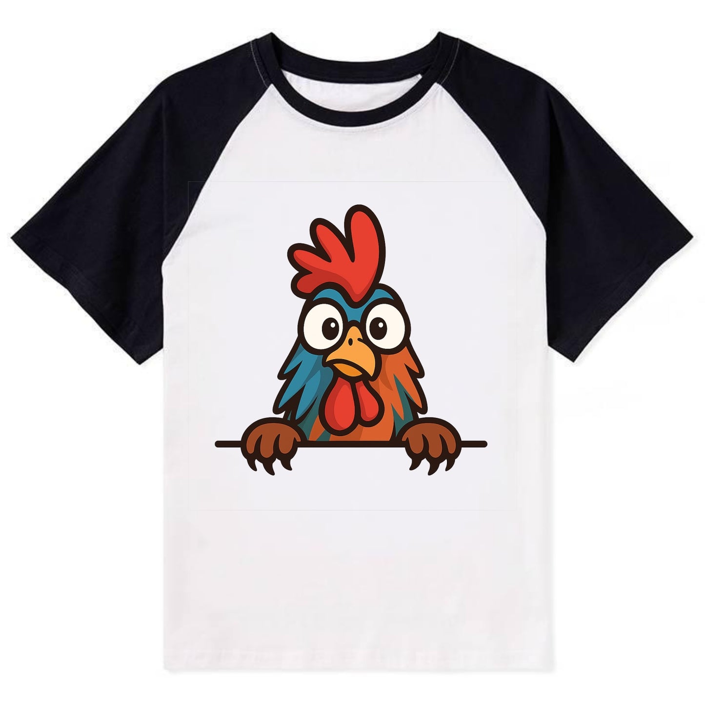 Rooster  - Contrast Raglan T-shirt - Black