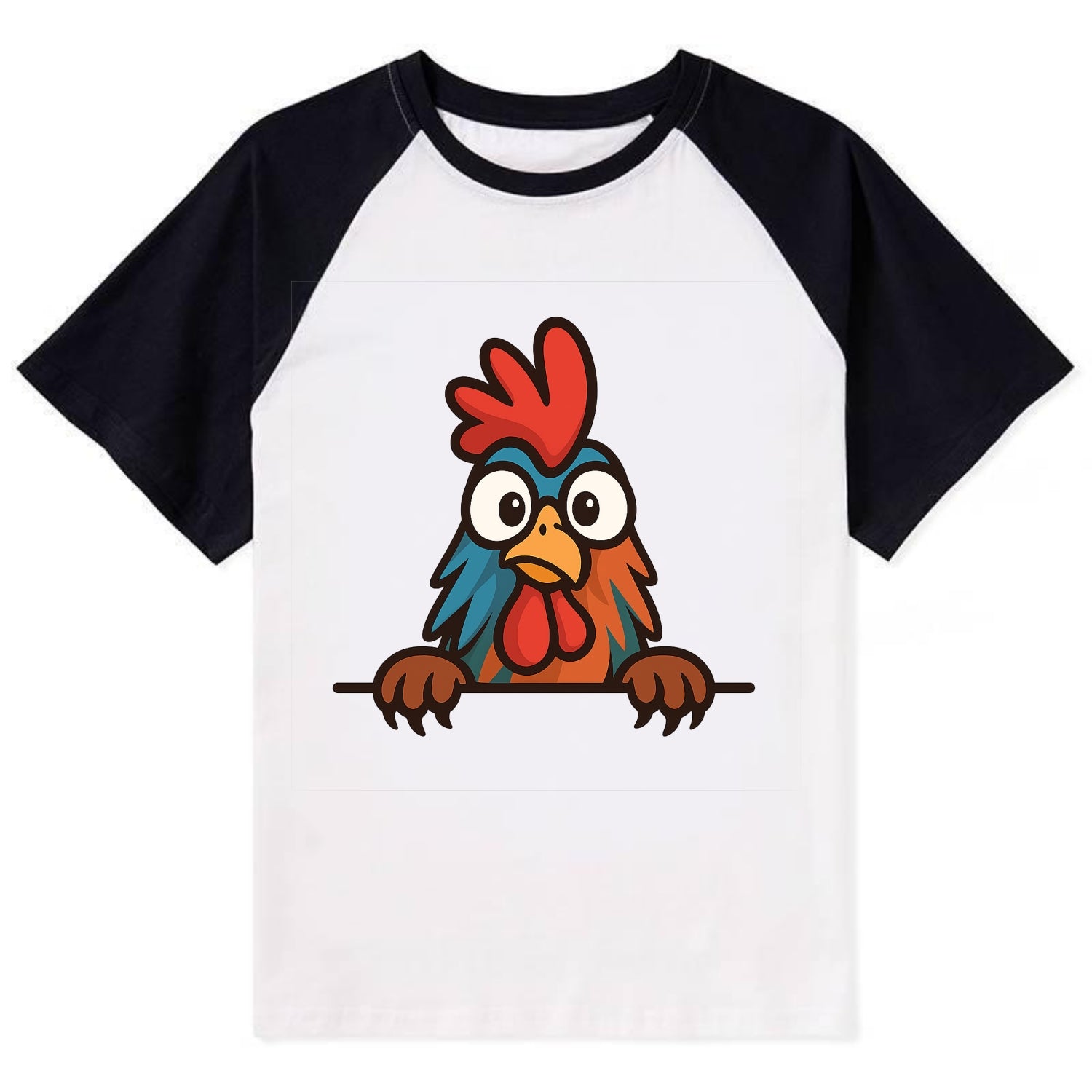 Rooster  - Contrast Raglan T-shirt - Black