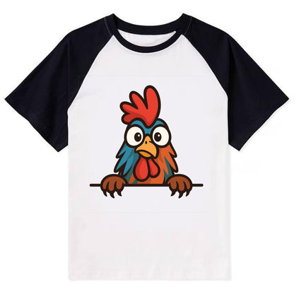 Rooster  - Contrast Raglan T-shirt - Black