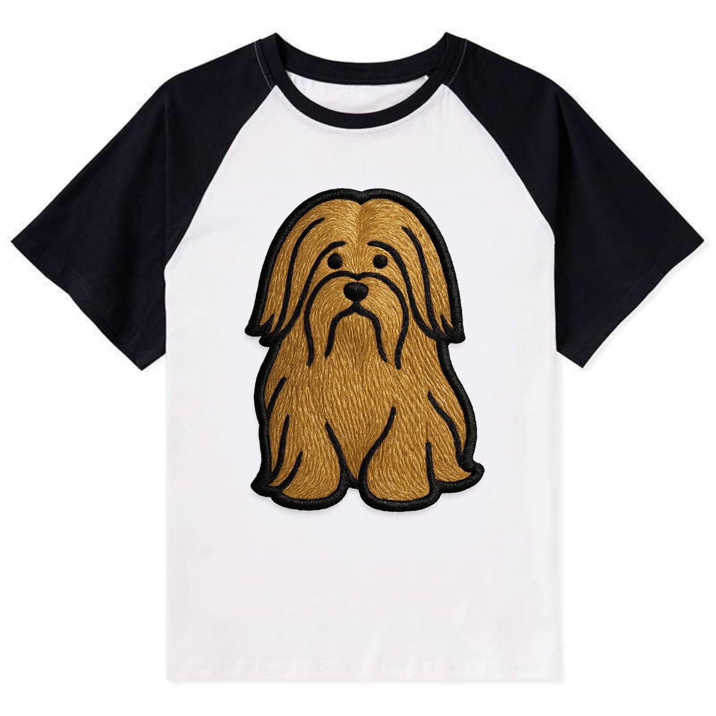 Lhasa Apso - Trendy long-haired design w - Contrast Raglan T-shirt - Black
