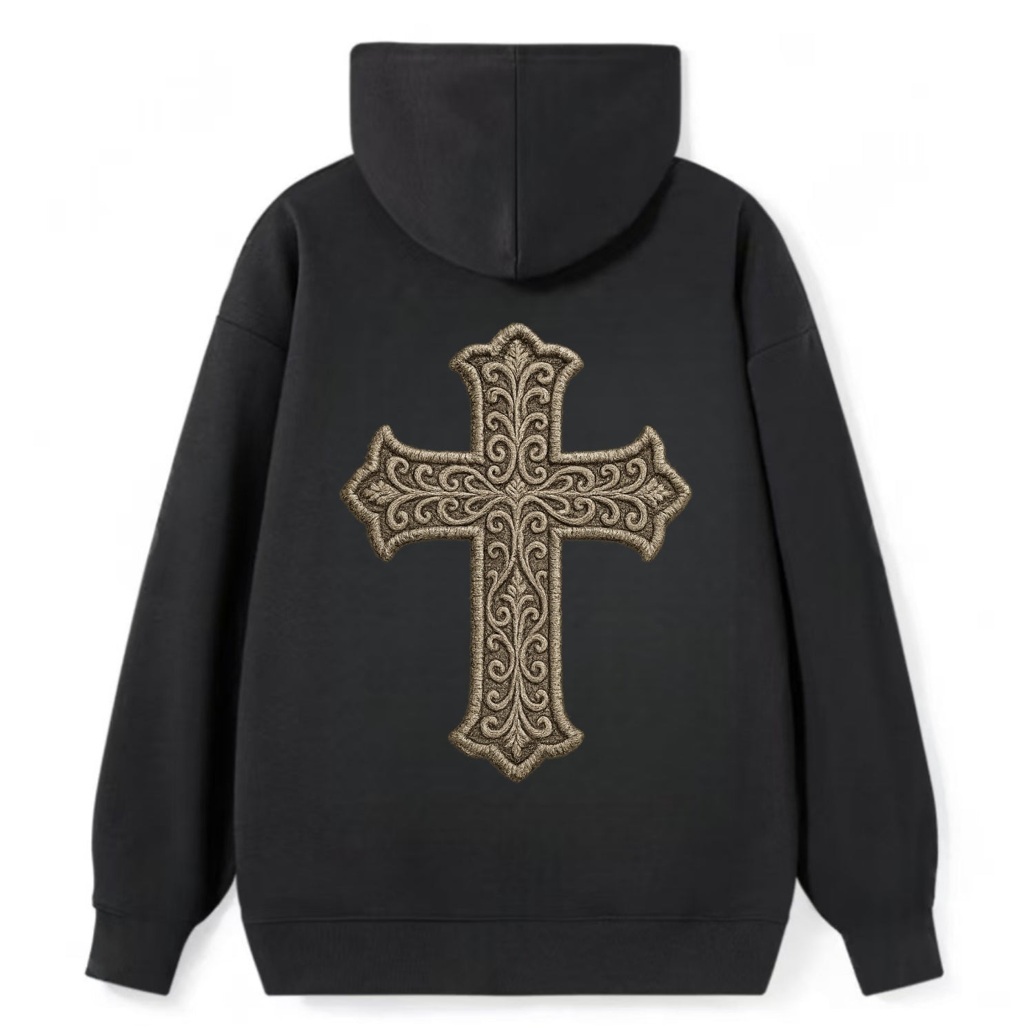 Filigree Cross  - Classic Pullover Hoodie - Black