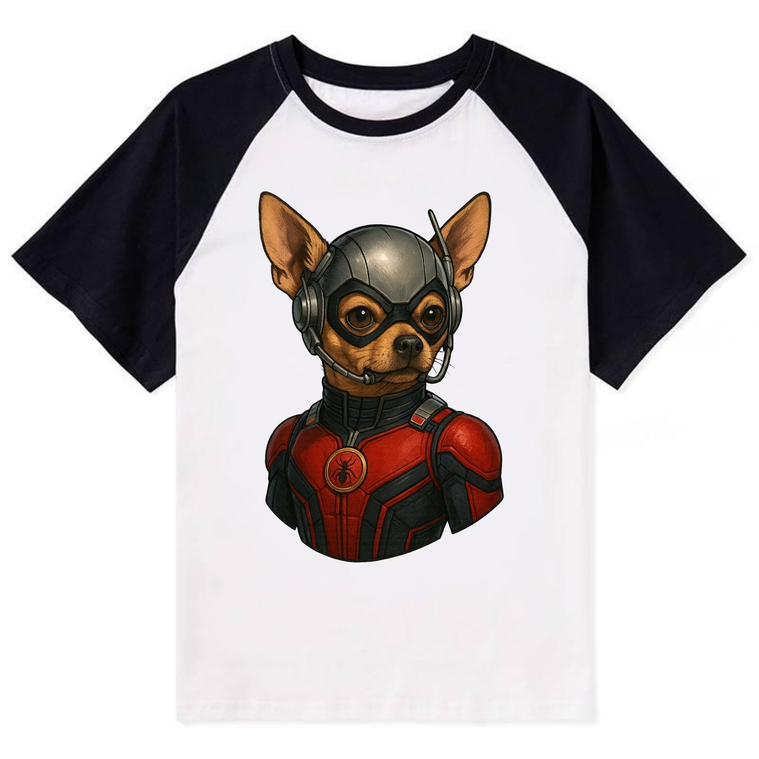 Chihuahua Ant-Man  - Contrast Raglan T-shirt - Black