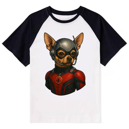 Chihuahua Ant-Man  - Contrast Raglan T-shirt - Black