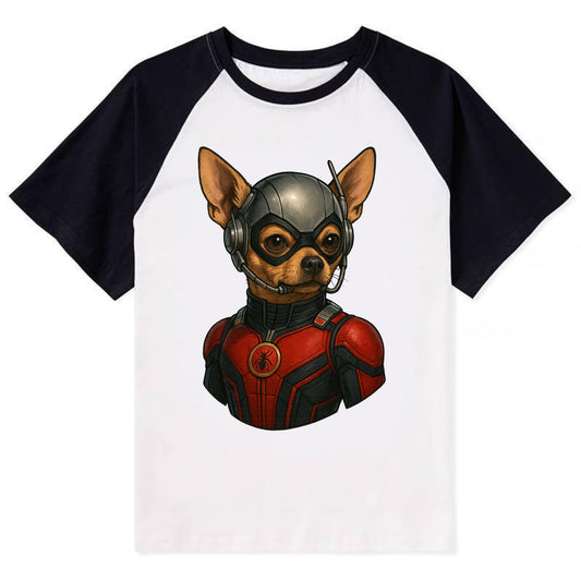 Chihuahua Ant-Man  - Contrast Raglan T-shirt - Black