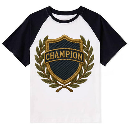 Champion Shield  - Contrast Raglan T-shirt - Black