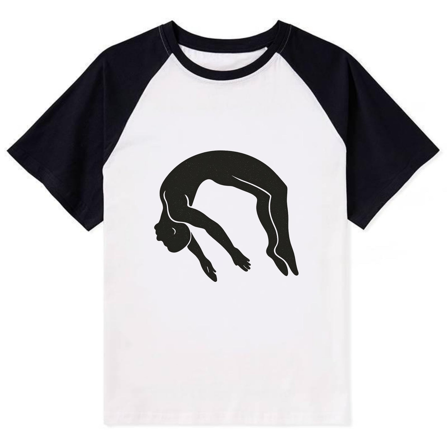 Gymnast doing a backflip - Contrast Raglan T-shirt - Black