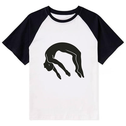 Gymnast doing a backflip - Contrast Raglan T-shirt - Black