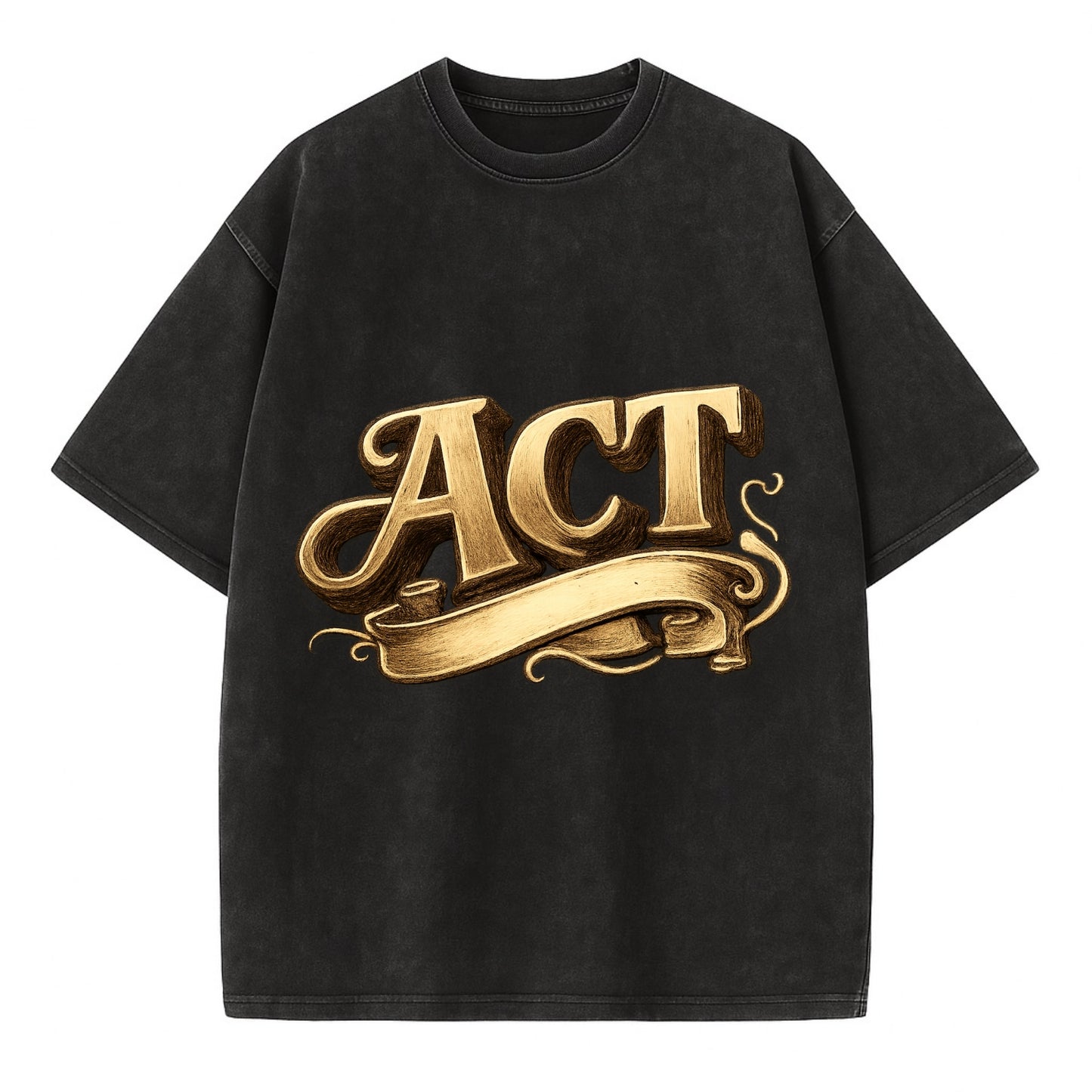 Bold typography design - "ACT" - take action, do something - Vintage T-shirt - Black