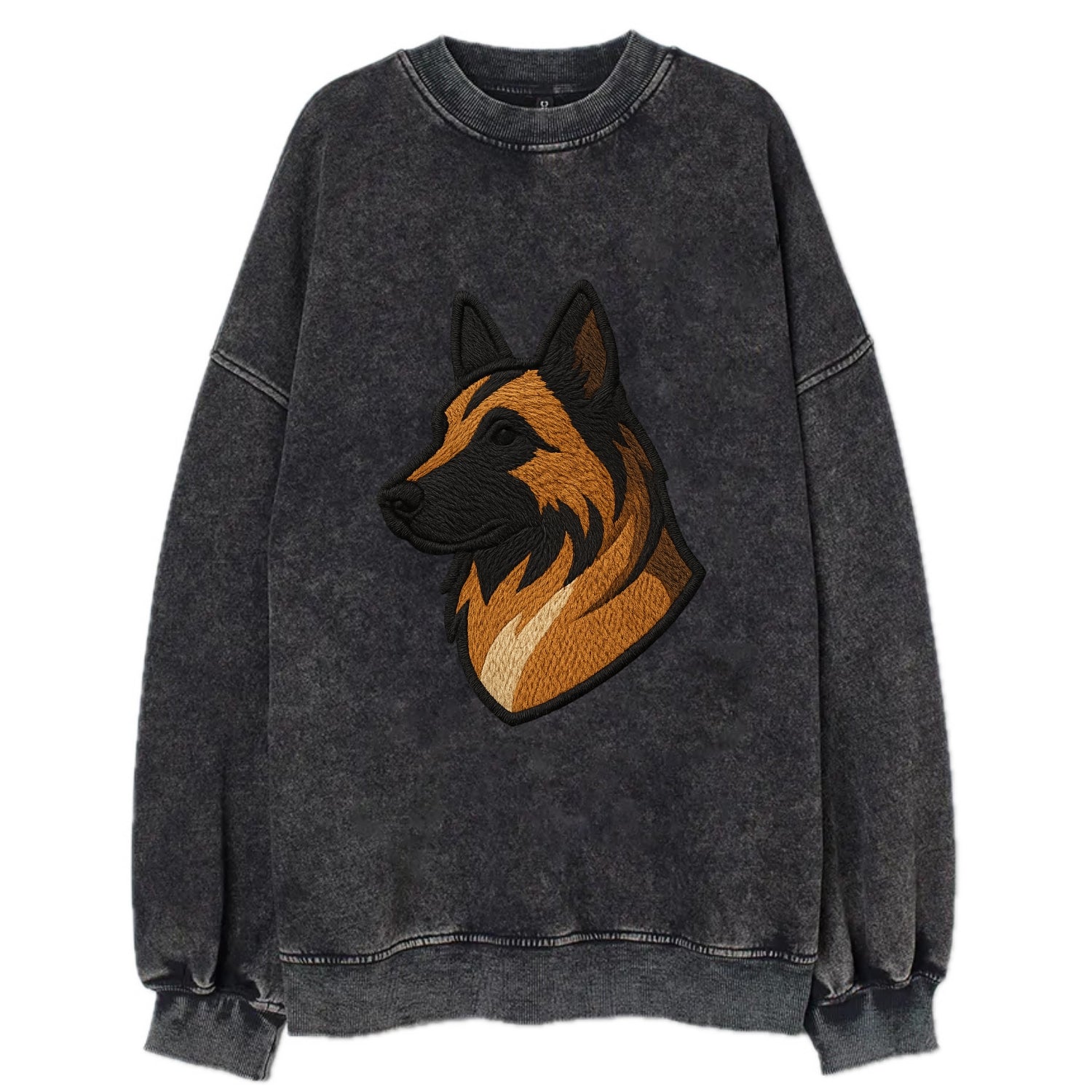 Belgian Tervuren - Fawn with black overlay embroidered design - Vintage Sweatshirt - Black