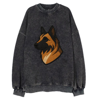 Belgian Tervuren - Fawn with black overlay embroidered design - Vintage Sweatshirt - Black