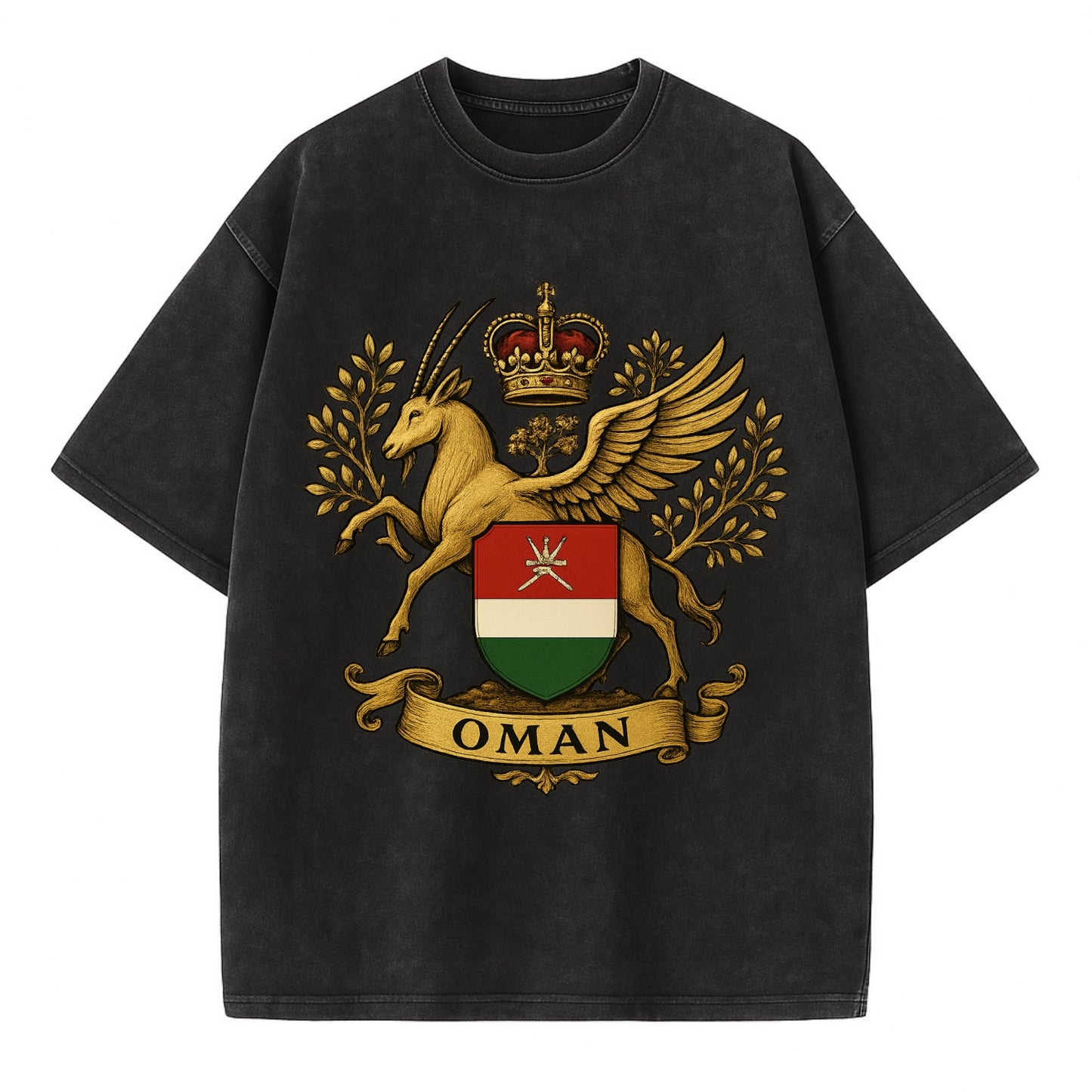 Oman Heritage Badge  - Vintage T-shirt - Black