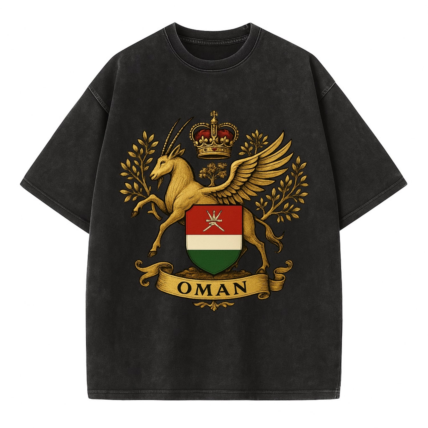 Oman Heritage Badge  - Vintage T-shirt - Black