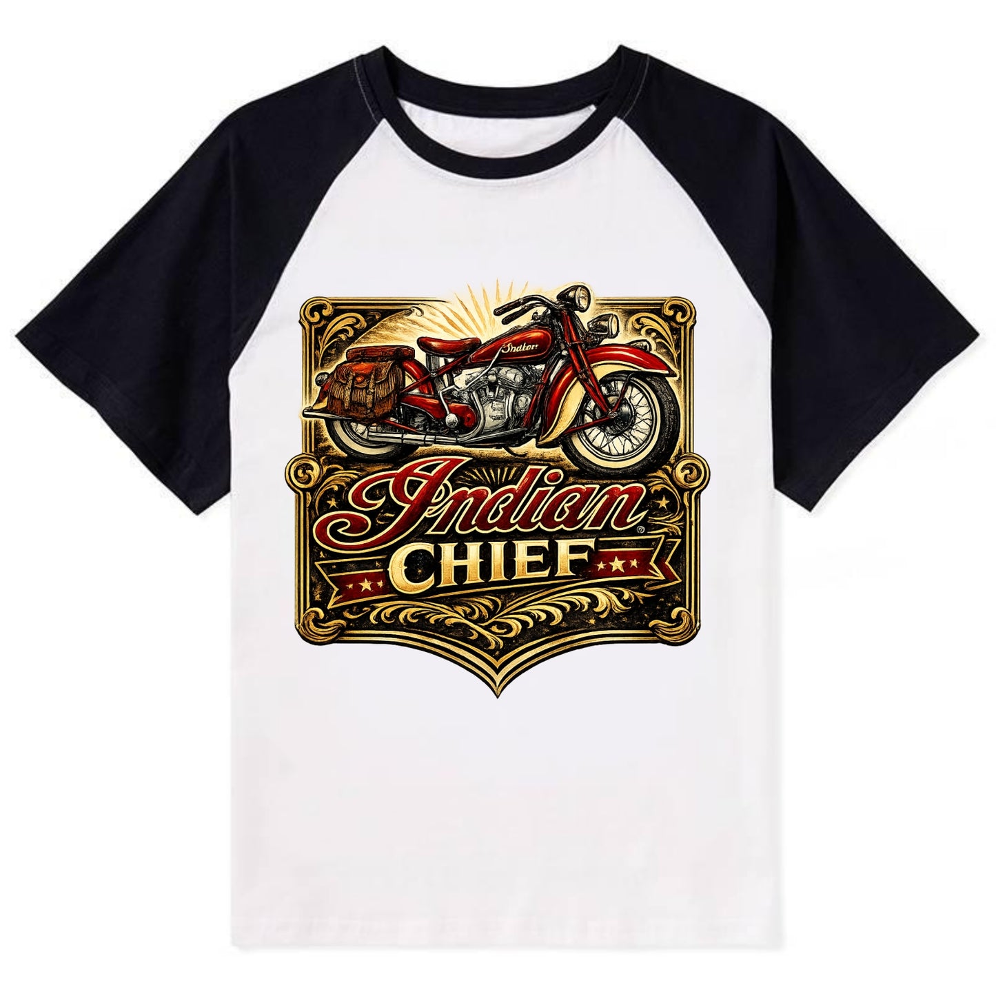 Classic Indian Chief - Contrast Raglan T-shirt - Black