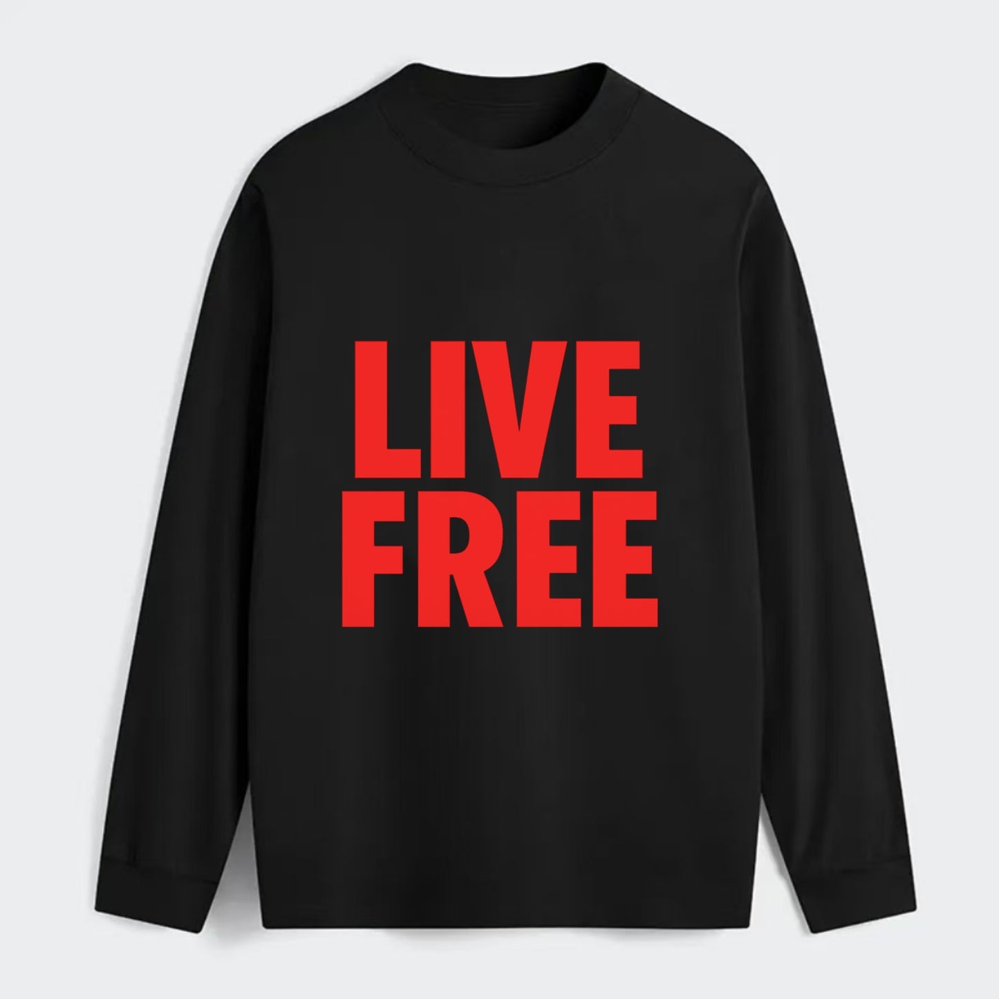 Bold typography design - "LIVE FREE" - unrestricted living - Classic Long Sleeve Shirt - Black