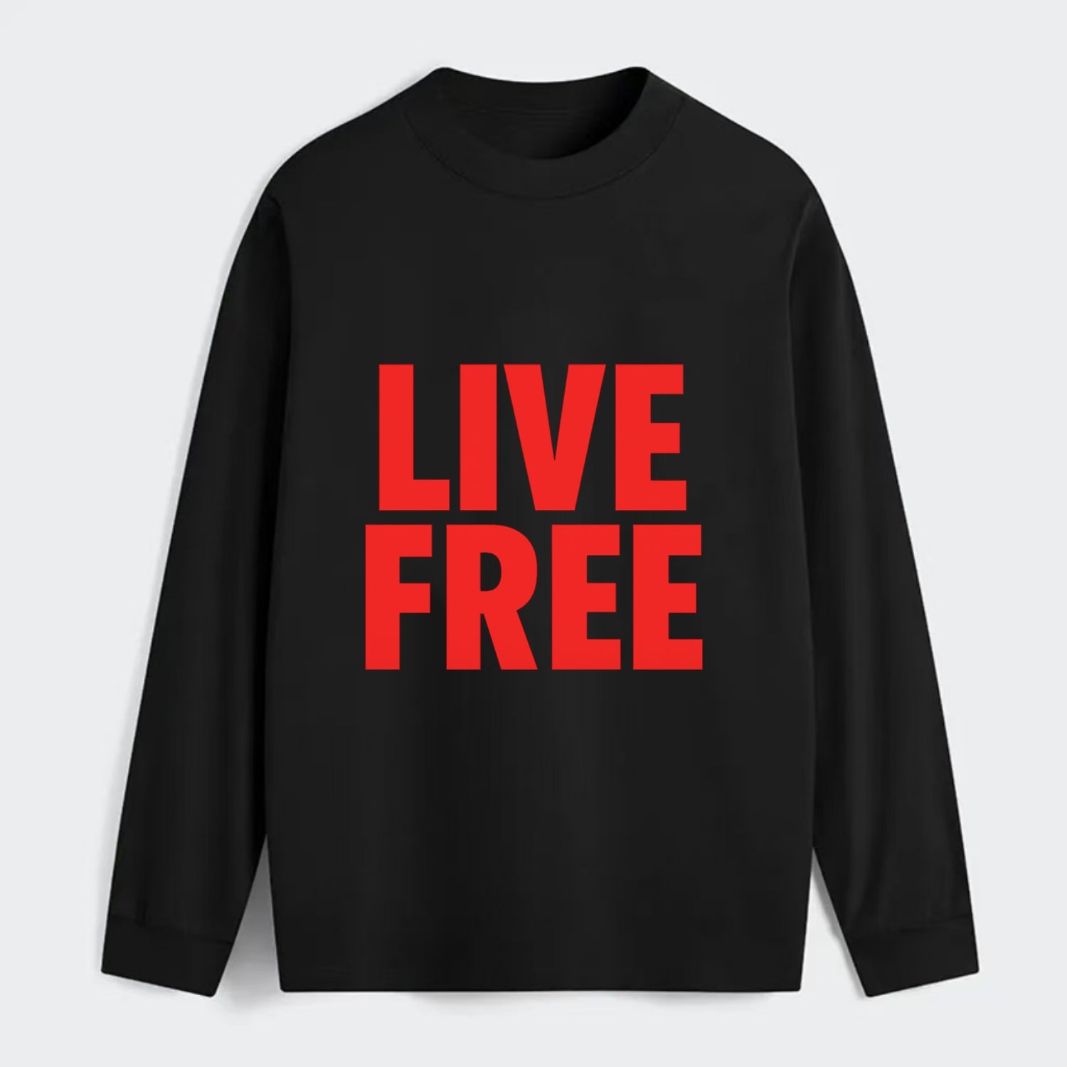 Bold typography design - "LIVE FREE" - unrestricted living - Classic Long Sleeve Shirt - Black