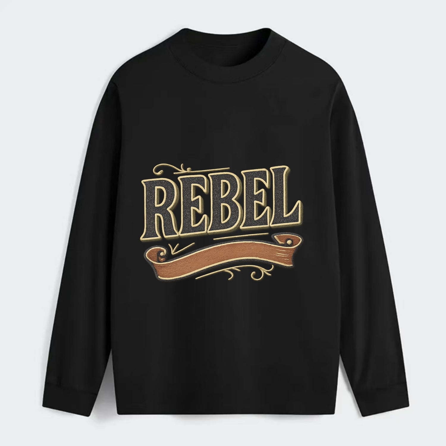 Bold typography design - "REBEL" - nonconformist, rule breaker, - Classic Long Sleeve Shirt - Black