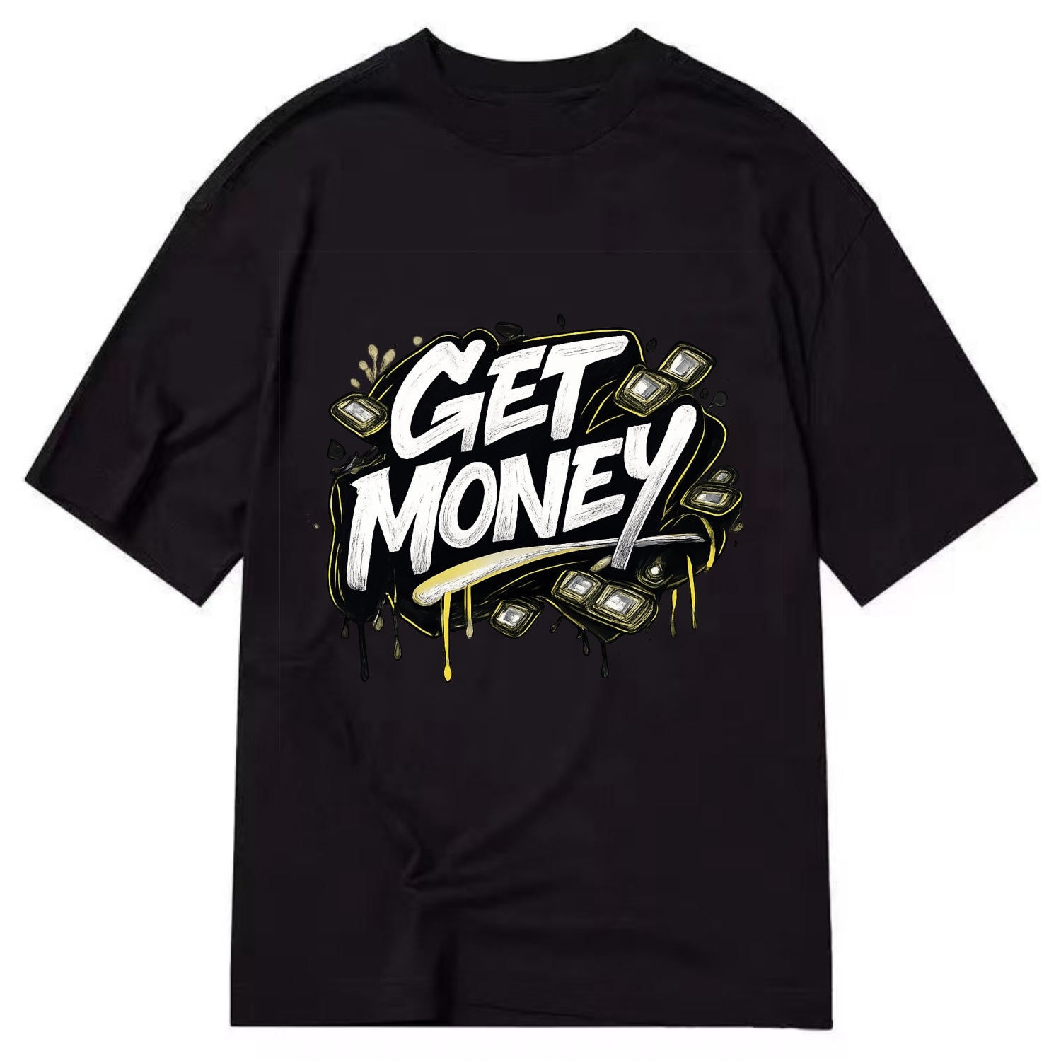 Bold typography design - "GET MONEY" - pursuit of wealth, earning - Classic T-shirt - Black