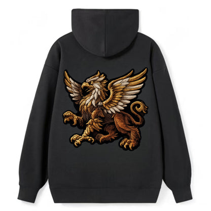 GRIFFIN BEAST - lion eagle hybrid in gold and brown , heraldic - Classic Pullover Hoodie - Black