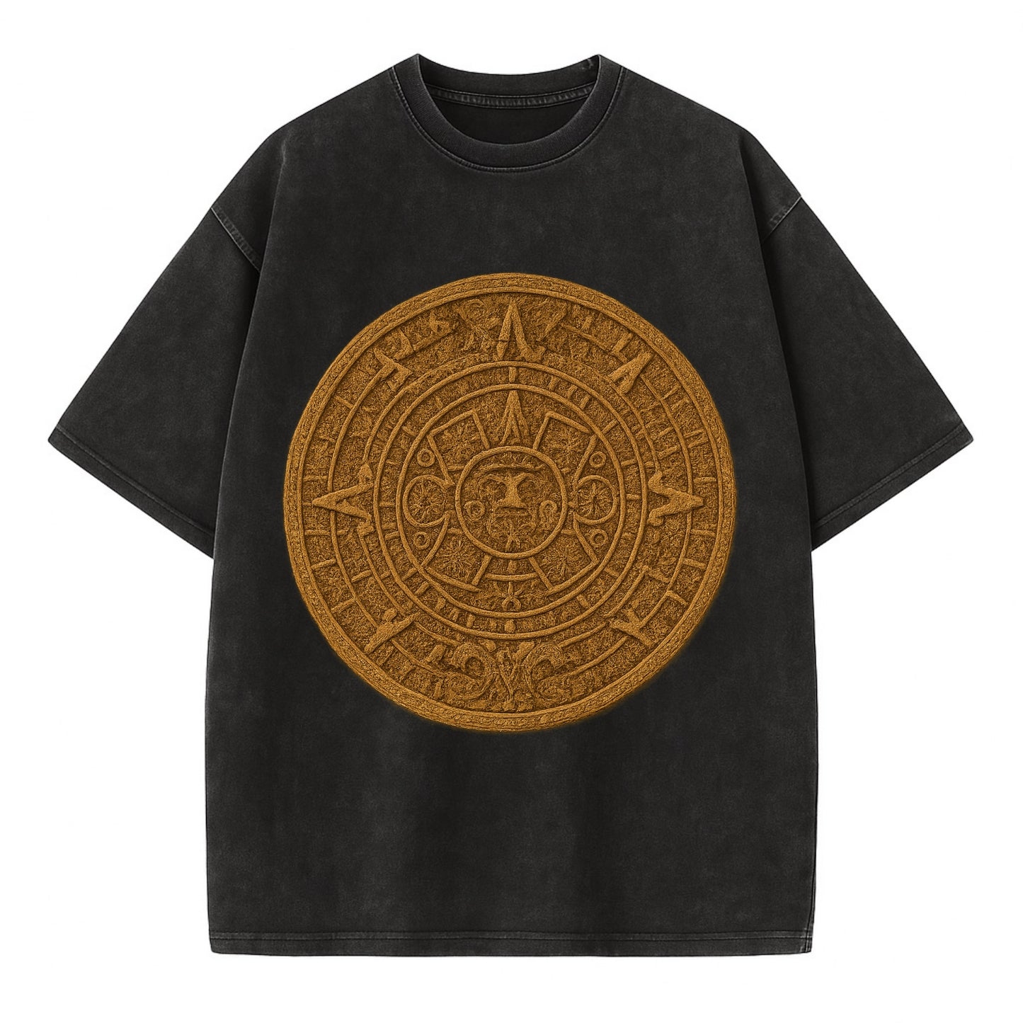 Aztec Calendar  - Vintage T-shirt - Black