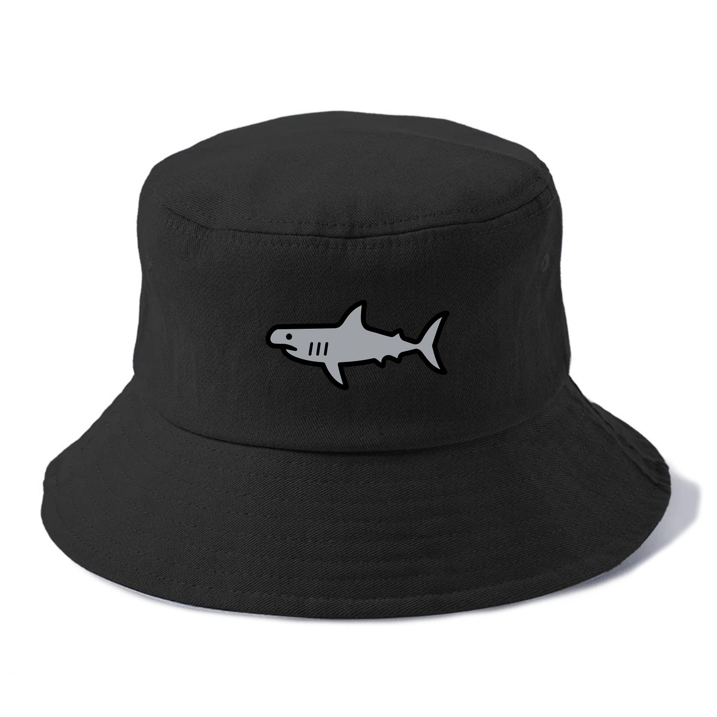 Hammerhead Shark - Gray distinctive head flat side profile - Bucket Hat - Black