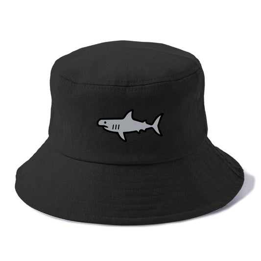 Hammerhead Shark - Gray distinctive head flat side profile - Bucket Hat - Black