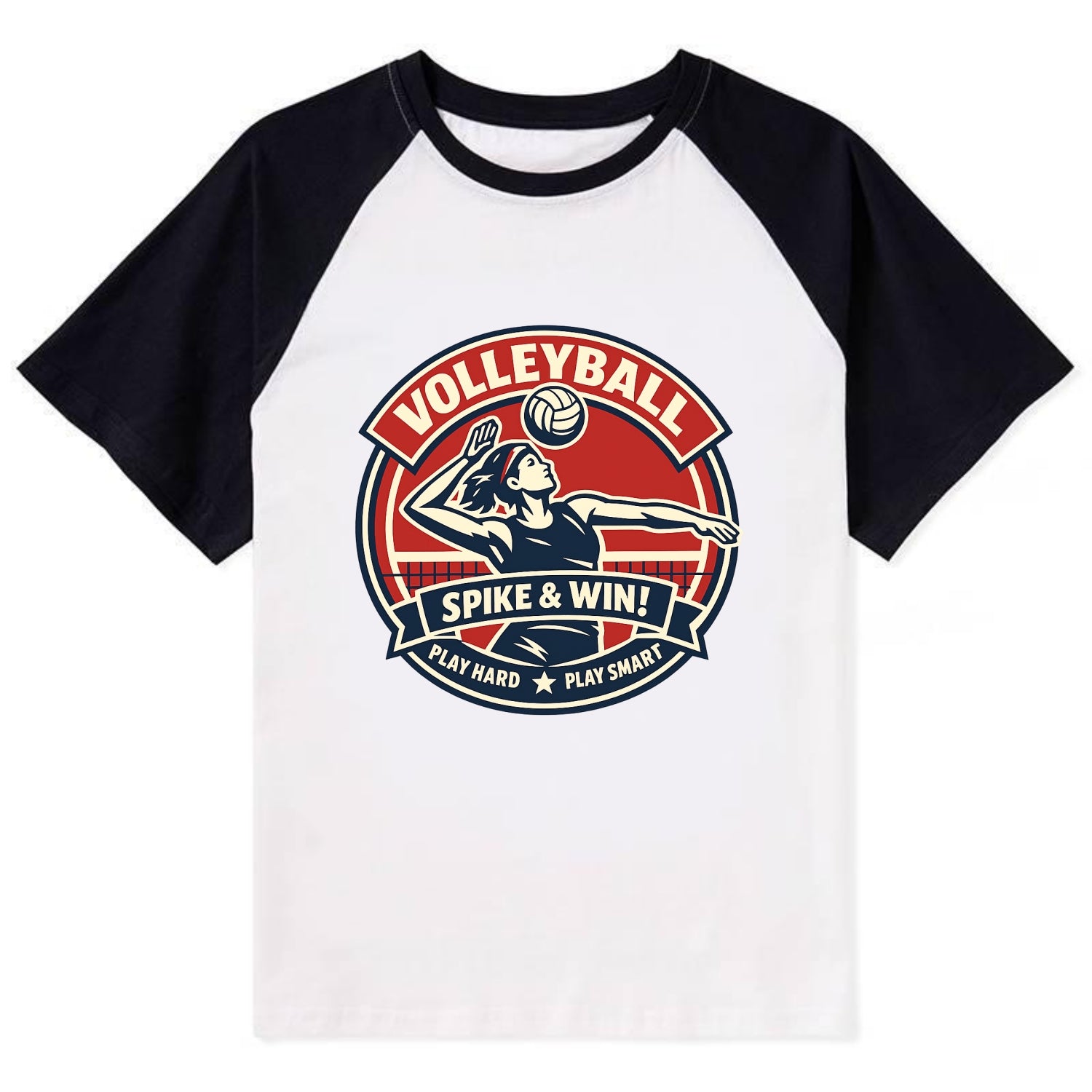 Dynamic Spike Emblem - Contrast Raglan T-shirt - Black