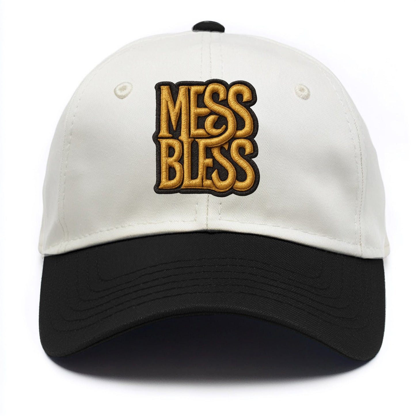 MESS;BLESS UP Gold Metallic Visor - Two Tone Cap - Black
