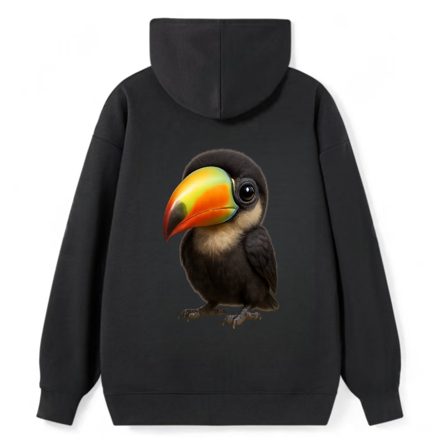 Baby Toucan - oversized colorful beak, black feathers, bright eyes, - Classic Pullover Hoodie - Black