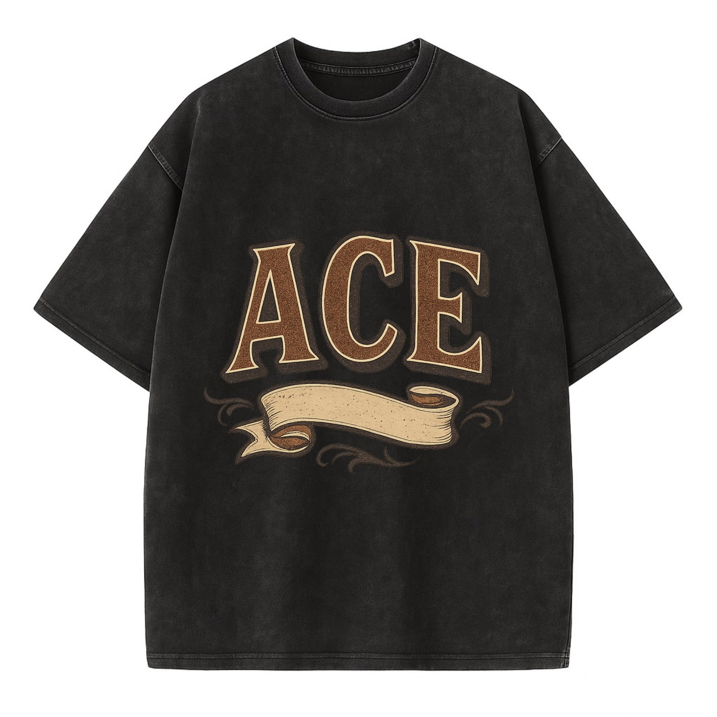 Bold typography design - "ACE" - expert, the best at something - Vintage T-shirt - Black