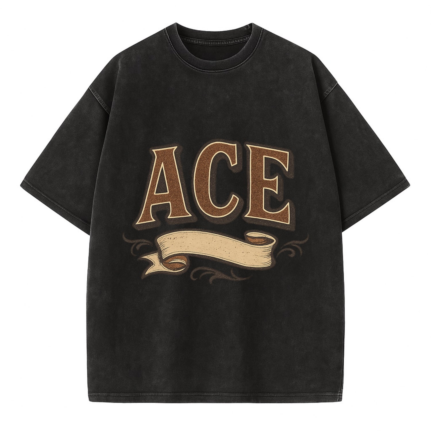 Bold typography design - "ACE" - expert, the best at something - Vintage T-shirt - Black