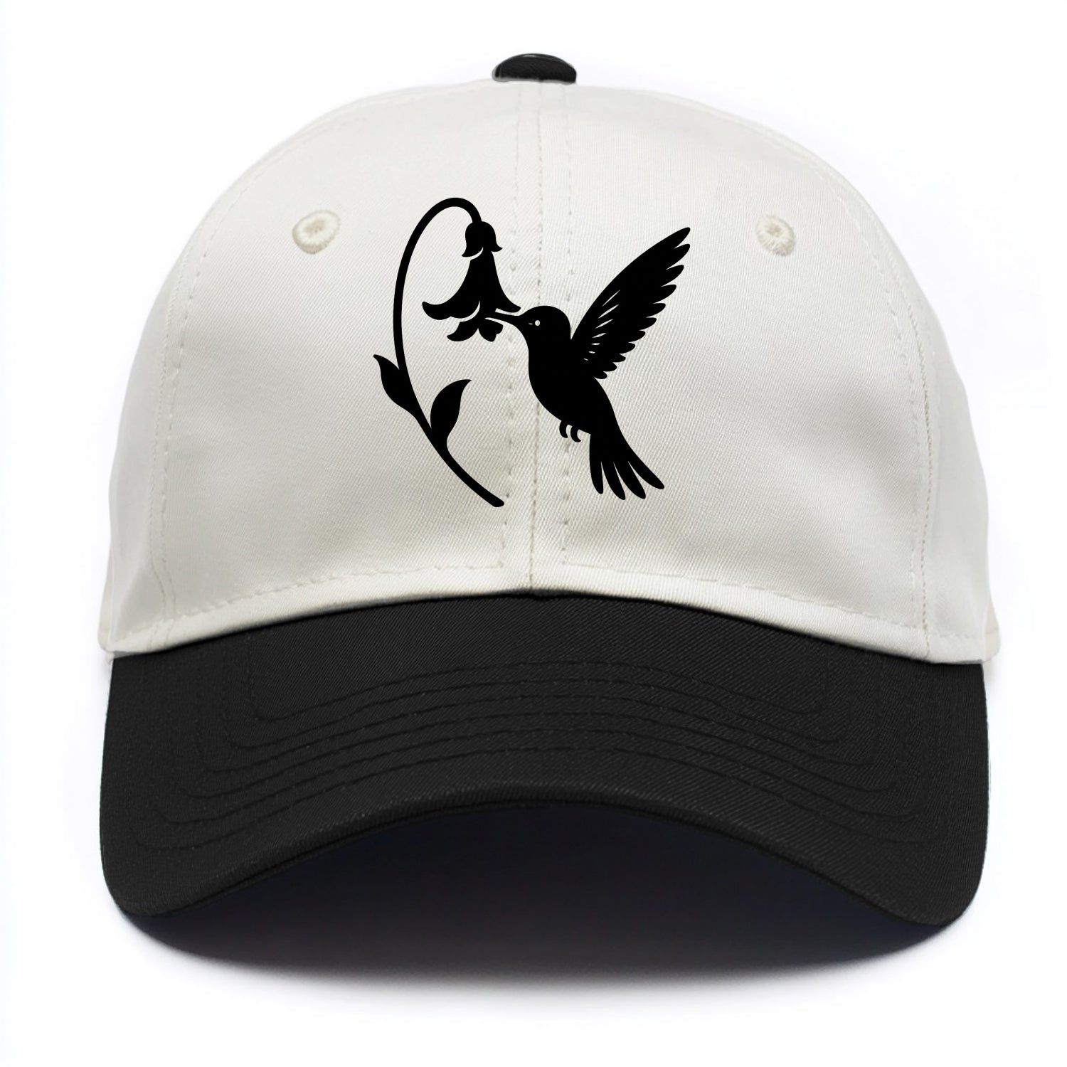 Hummingbird hovering at flower - Two Tone Cap - Black