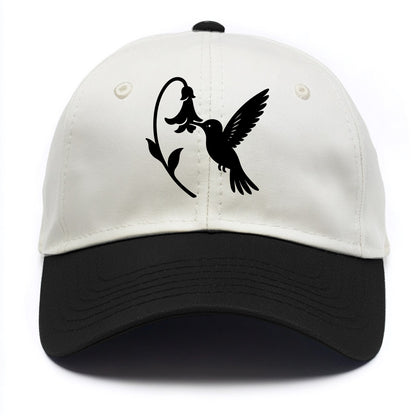 Hummingbird hovering at flower - Two Tone Cap - Black