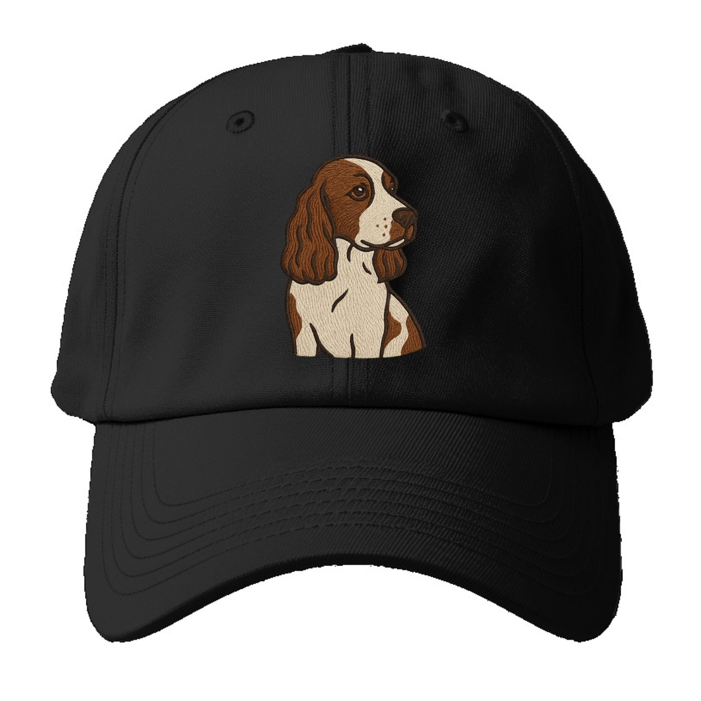 English Cocker Spaniel - Liver and white embroidered design - Baseball Cap For Big Heads - Black