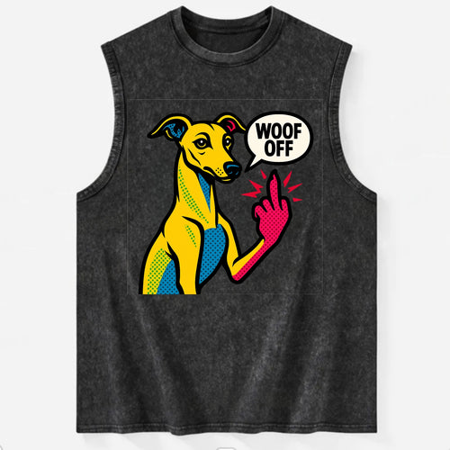 Whippet sleek athletic greyhound-like, elegant long paw giving sass - Vintage Washed Tank