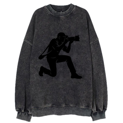 Photographer capturing perfect shot - Vintage Sweatshirt - Black
