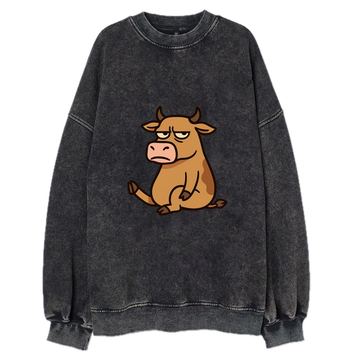 The Cow Judging Silently - Vintage Sweatshirt - Black