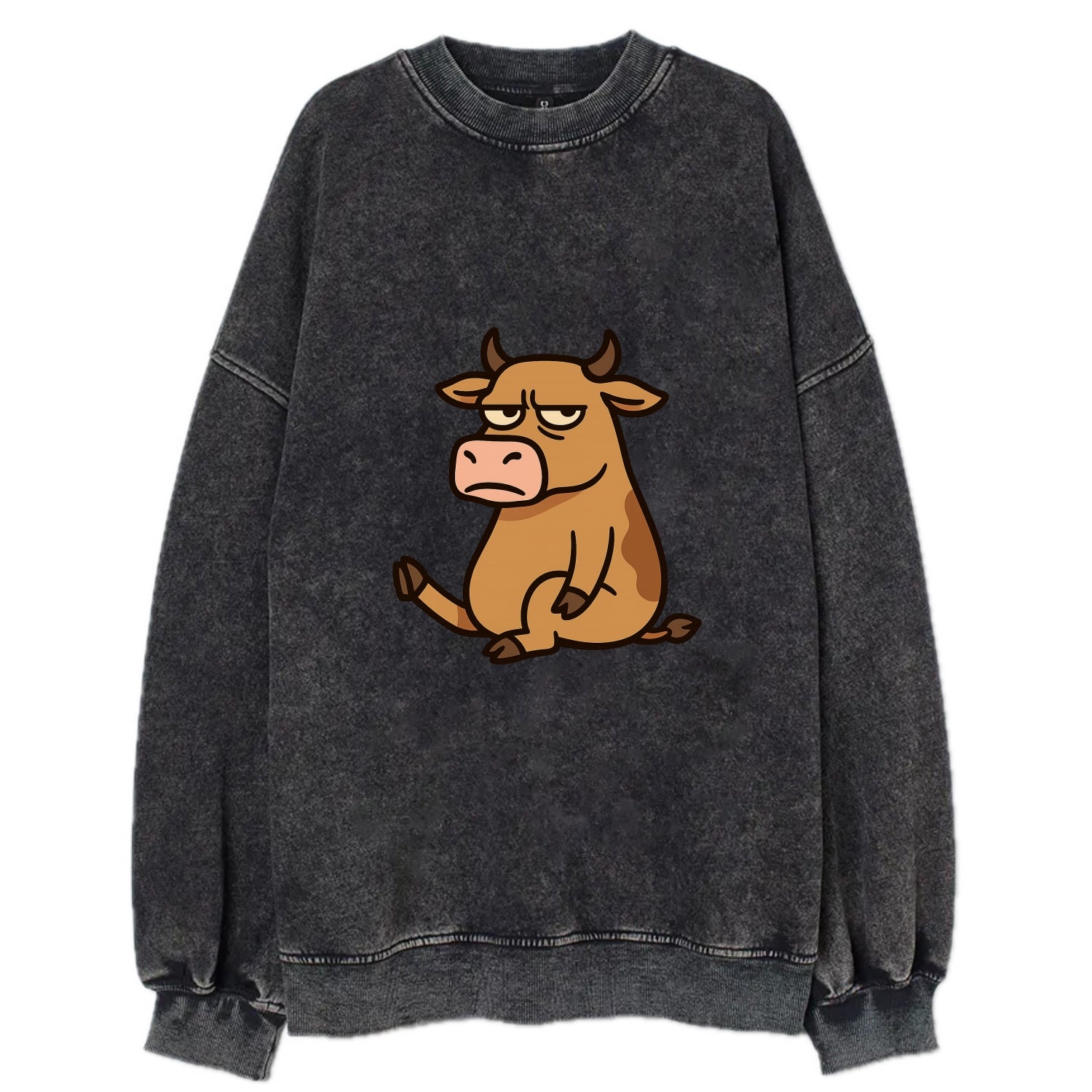 The Cow Judging Silently - Vintage Sweatshirt - Black