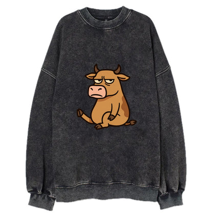 The Cow Judging Silently - Vintage Sweatshirt - Black