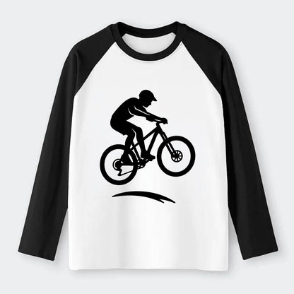 Mountain biker catching air - Raglan Long Sleeve T-Shirt - Black